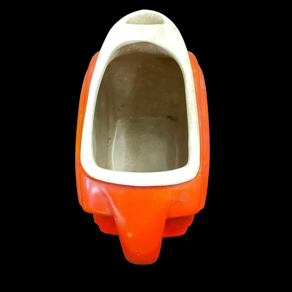 Vintage Disc Pitcher Orange Red Art Deco Poppy Crazing Unmarked 1930s USA READ